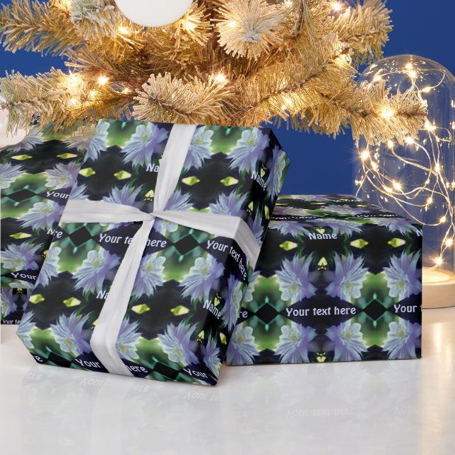 Lavender Clematis Flower In Trellis Personalised Wrapping Paper (Holidays)