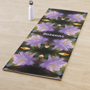 Lavender Clematis Flower In Trellis Personalised Yoga Mat