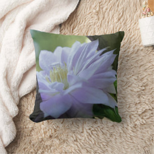 Lavender Clematis Flower Nestled In Trellis  Cushion