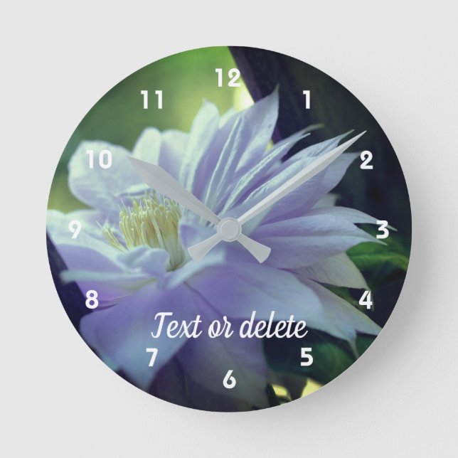 Lavender Clematis Flower Nestled In Trellis   Round Clock (Front)