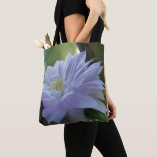 Lavender Clematis Flower Nestled In Trellis Tote Bag