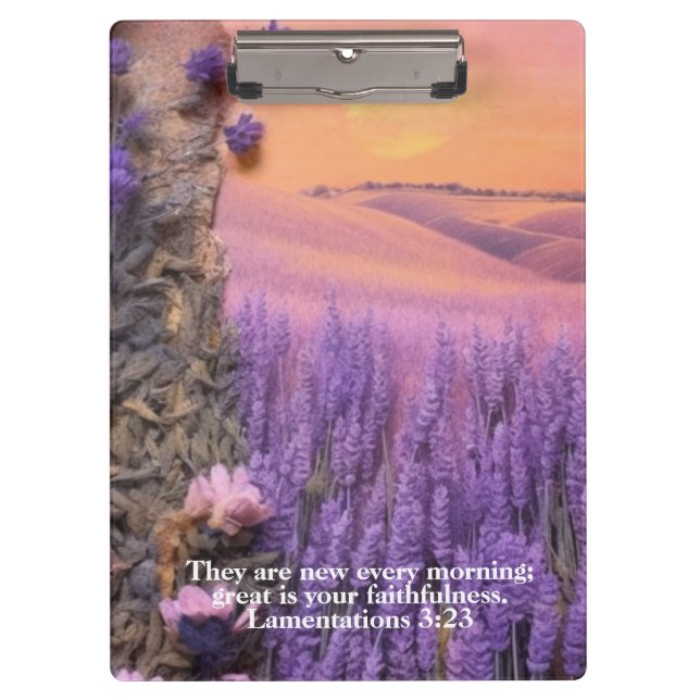 Lavender Clipboard Lamentations 3:23 (Front)