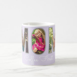 Lavender Coffee First MOM Photo Collage Mug