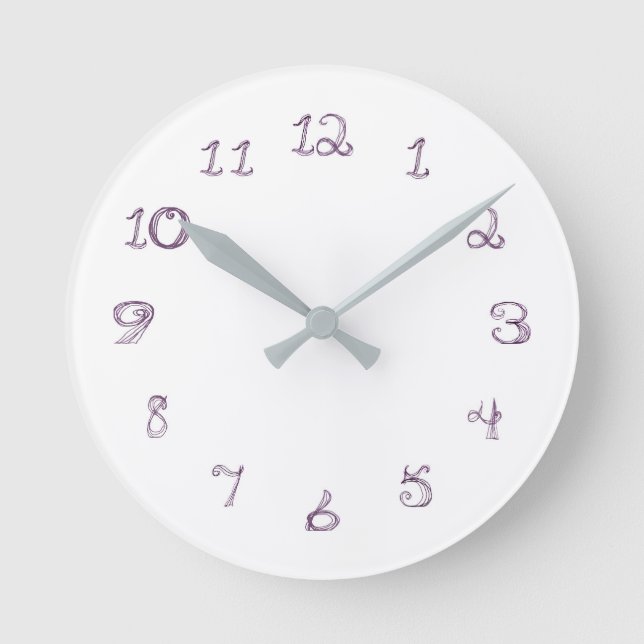 lavender color fabric font round clock (Front)