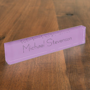 Lavender Colour Elegant Modern Minimalist Nameplate
