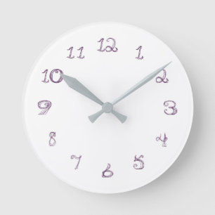 lavender colour fabric font round clock