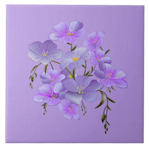 Lavender-Coloured Pretty Floral Bouquet Ceramic Tile