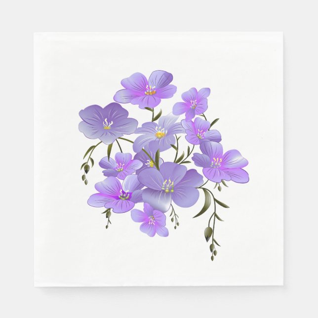 Lavender-Coloured Pretty Floral Bouquet Napkin (Front)