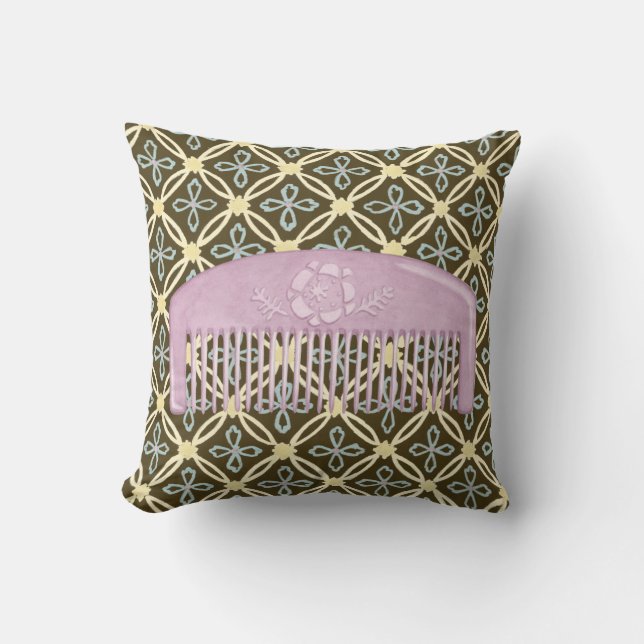 Lavender Comb on Chocolate Background Cushion (Front)