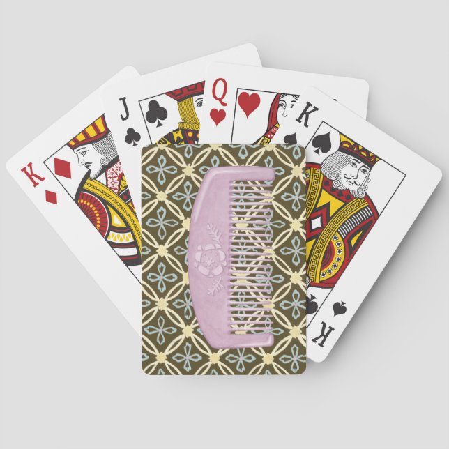 Lavender Comb on Chocolate Background Playing Cards (Back)