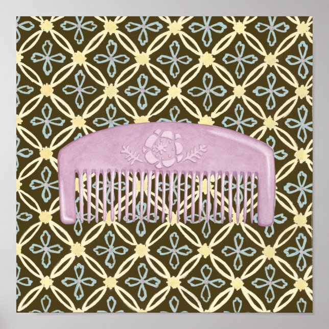 Lavender Comb on Chocolate Background Poster (Front)