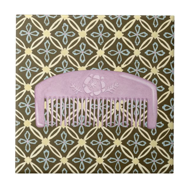 Lavender Comb on Chocolate Background Tile (Front)