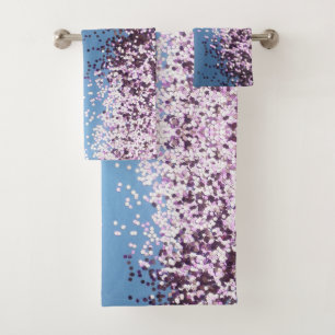 Lavender confetti bath towel set