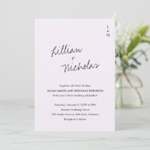 Lavender Contemporary Script Modern Wedding Invitation