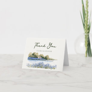 Lavender Cornflower Blue Script Provence Wedding Thank You Card