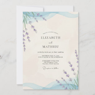 Lavender Cornflower Sprig Eucalyptus Wedding Invitation
