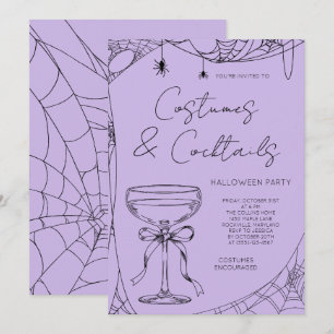 Lavender Costumes and Cocktails Halloween Party Invitation