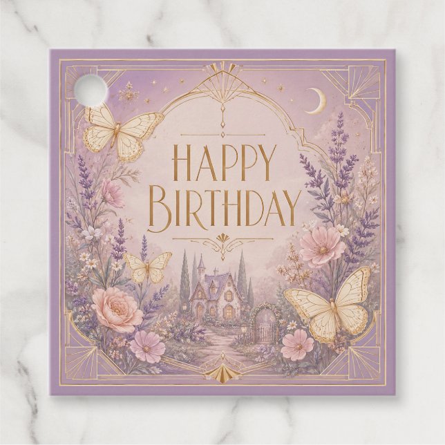 Lavender Cottage Birthday Dreamscape Favour Tags (Front)