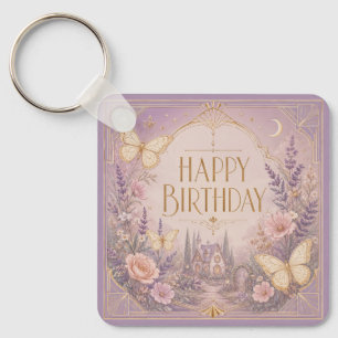 Lavender Cottage Birthday Dreamscape Key Ring