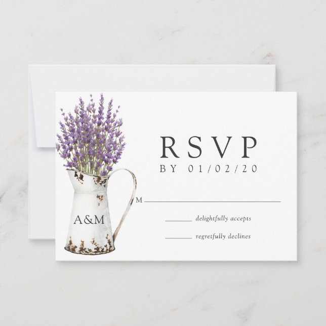 Lavender Cottage Chic Wedding RSVP Card (Front)