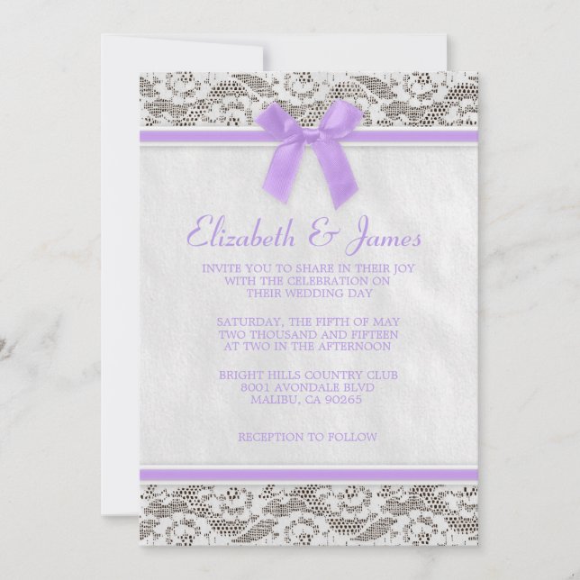 Lavender Country Lace Wedding Invitations (Front)