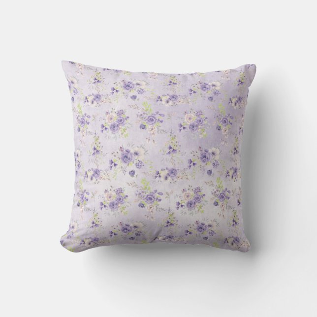 Lavender Countryside Flowers Cushion (Front)