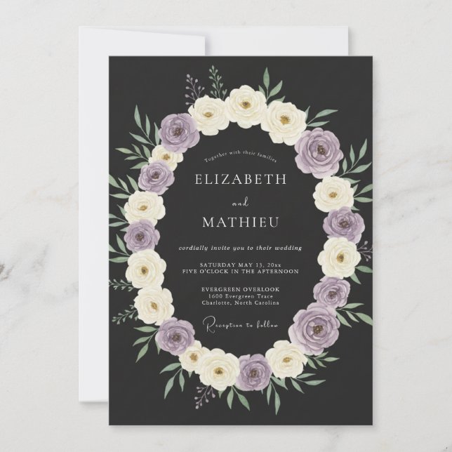 Lavender Cream Botanical Romance Wedding Invitation (Front)