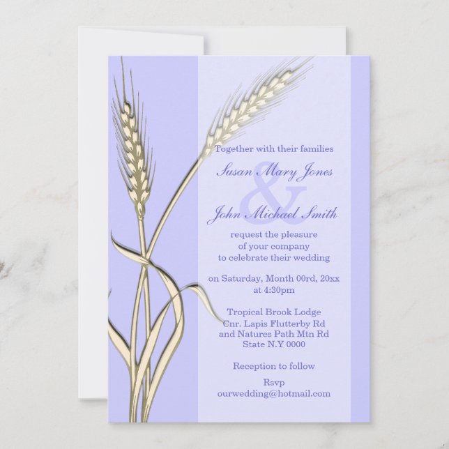Lavender cream country wheat outdoor invitation (Front)