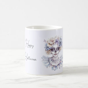 Lavender Cream Floral Girl Halloween Coffee Mug