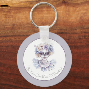 Lavender Cream Floral Girl Own Kind of Beautiful Key Ring