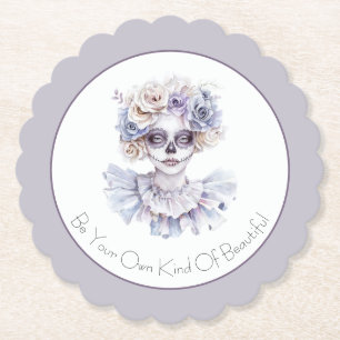 Lavender Cream Floral Girl Own Kind of Beautiful Paper Coaster