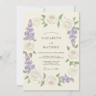 Lavender Cream Floral Romance Wedding Invitation