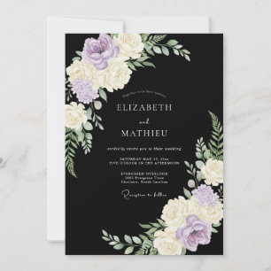 Lavender Cream Floral Whimsy Wedding Invitation