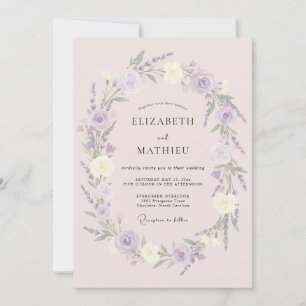 Lavender Cream Whimsical Floral Wedding Invitation