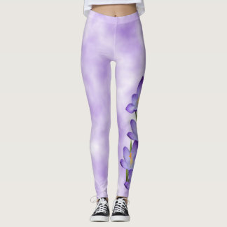 Lavender Crocus Flower Leggings