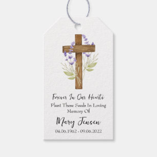 Lavender Cross Memorial Funeral Seed Packet Gift Tags