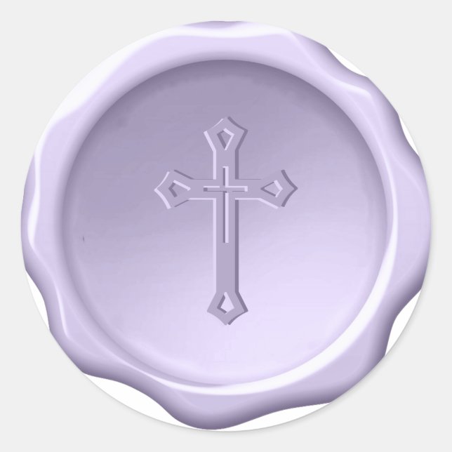  Lavender Cross Religious Purple Wax Seal Embossed (Front)