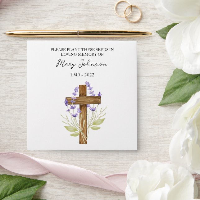 Lavender Cross Seed Packet Funeral Envelope (Wedding)