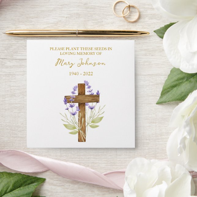 Lavender Cross Seed Packet Funeral Envelope (Wedding)