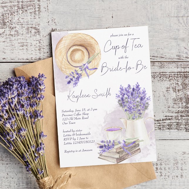 Lavender cup of tea, tea party bridal shower invitation (Creator Uploaded)