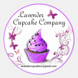 Lavender Cupcake Co Sticker purple border small