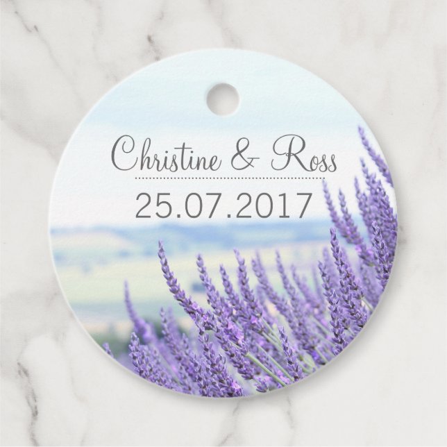 Lavender, customisable favour tag (Front)