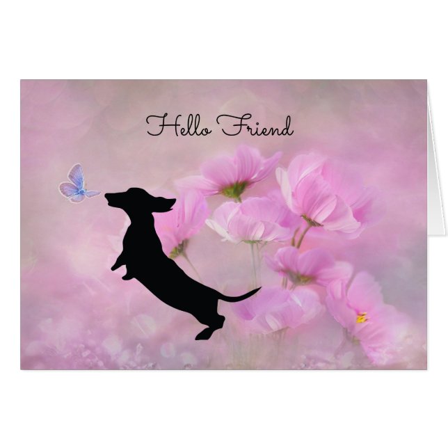 Lavender Dachshund Friend Card (Front Horizontal)