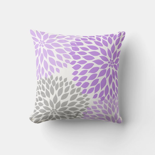 Lavender Dahlia floral home decor Cushion (Front)