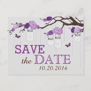 Lavender Dahlia Flower Branch Save the Date Announcement Postcard