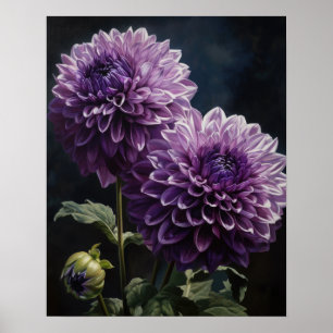 Lavender Dahlia Flowers Art Print Poster