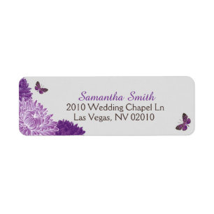 Lavender Dahlias and Butterflies Wedding Labels