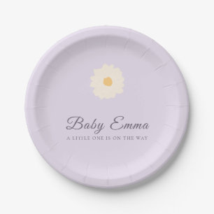 Lavender Daisy Baby Emma Baby Shower Paper Plate