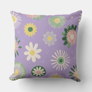 Lavender Daisy Floral Pillow