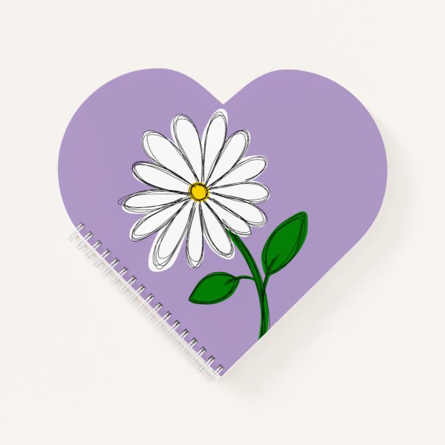 Lavender Daisy Heart Notebook (Front)